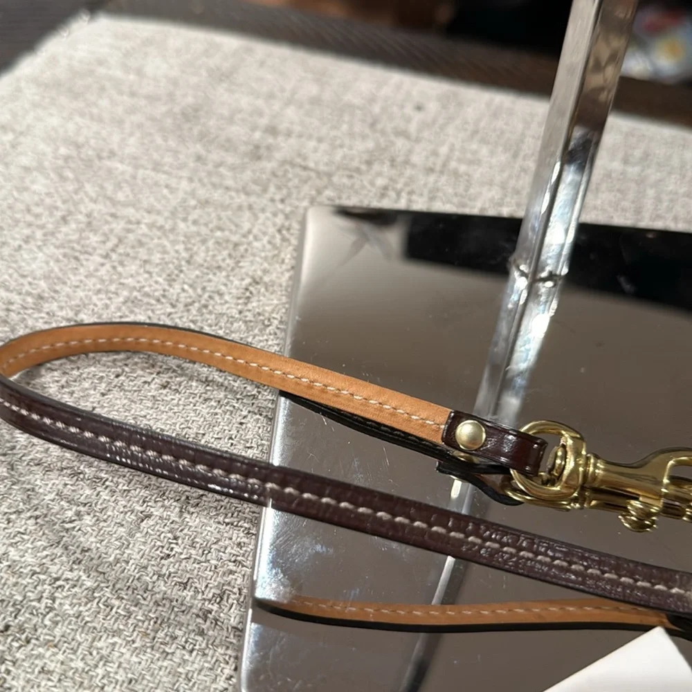 Coach Legacy Signature Canvas & Leather Wristlet (w/Gold Coach Charm & Hangtag) - Picture 10 of 15